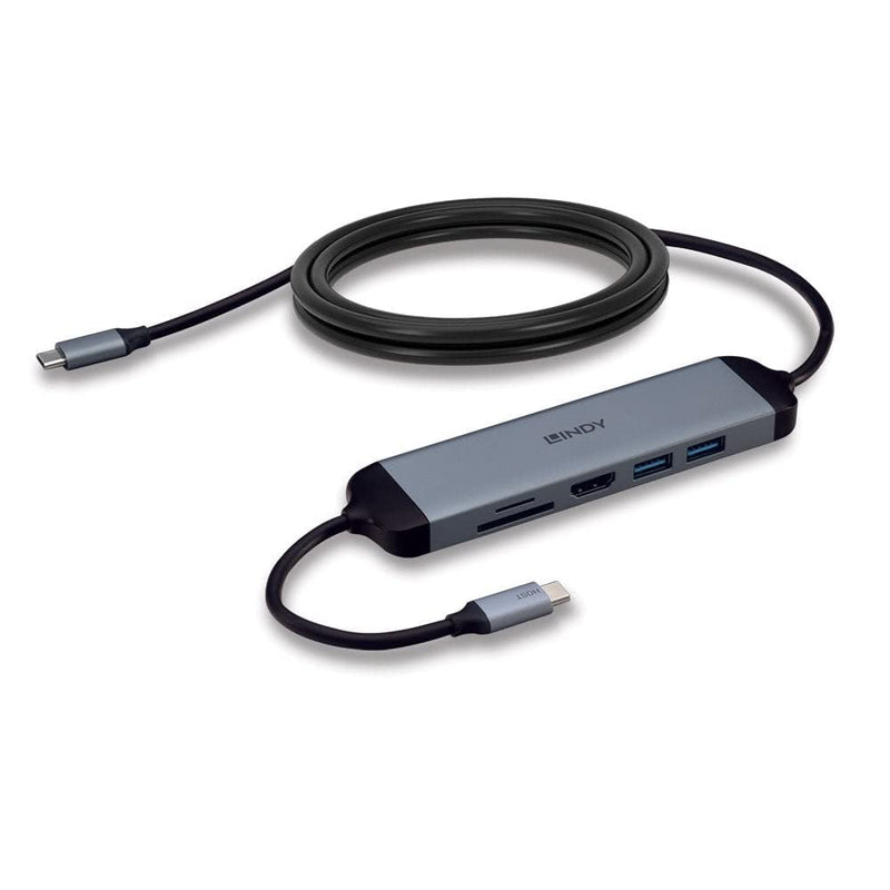 Lindy DST-Micro 140, USB C Laptop Micro Docking Station with 4K & 1.4m 60W Charging Cable for HP Mac Acer Dell Asus Lenovo with HDMI, SD, microSD, 2 SuperSpeed USB