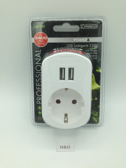 Schwaiger 230V Ladeadapter mit Steckdose 50Hz 17W