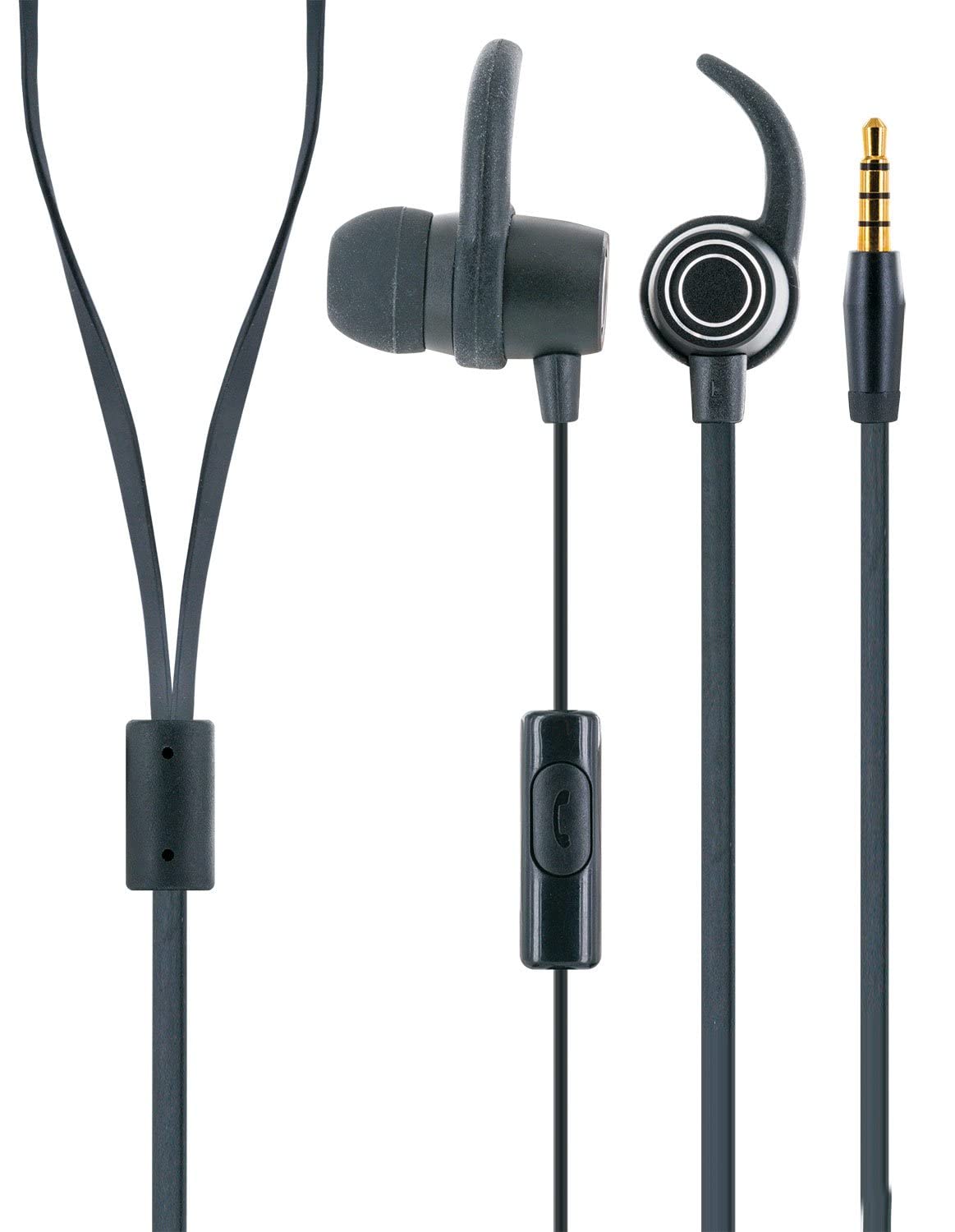 Schwaiger KH470S 512 In-Ear Headphones with Silicone Ear Pads Cable Microphone Slim Cable Acceptance Button Jack Plug Noise Cancelling Wired 1.2 m 100 dB Black