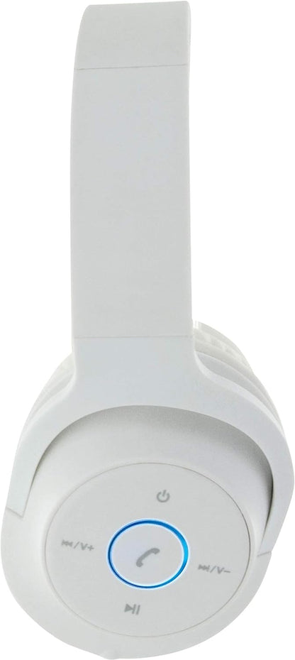 Schwaiger KH220BTW 513 On Ear Bluetooth Headphones Over Ear Headphones with Microphone and Side Control Buttons Faux Leather Jack Connection Running Time 8 Hours Size Adjustable White