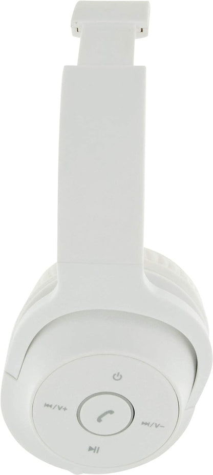 Schwaiger KH220BTW 513 On Ear Bluetooth Headphones Over Ear Headphones with Microphone and Side Control Buttons Faux Leather Jack Connection Running Time 8 Hours Size Adjustable White