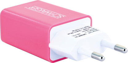 Schwaiger 230V Ladeadapter USB WeiB/Pink