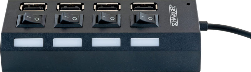 SCHWAIGER - UH4 013 - 4-way USB hub to extend a USB port, for all Windows and Mac systems, can be individually switched on and off