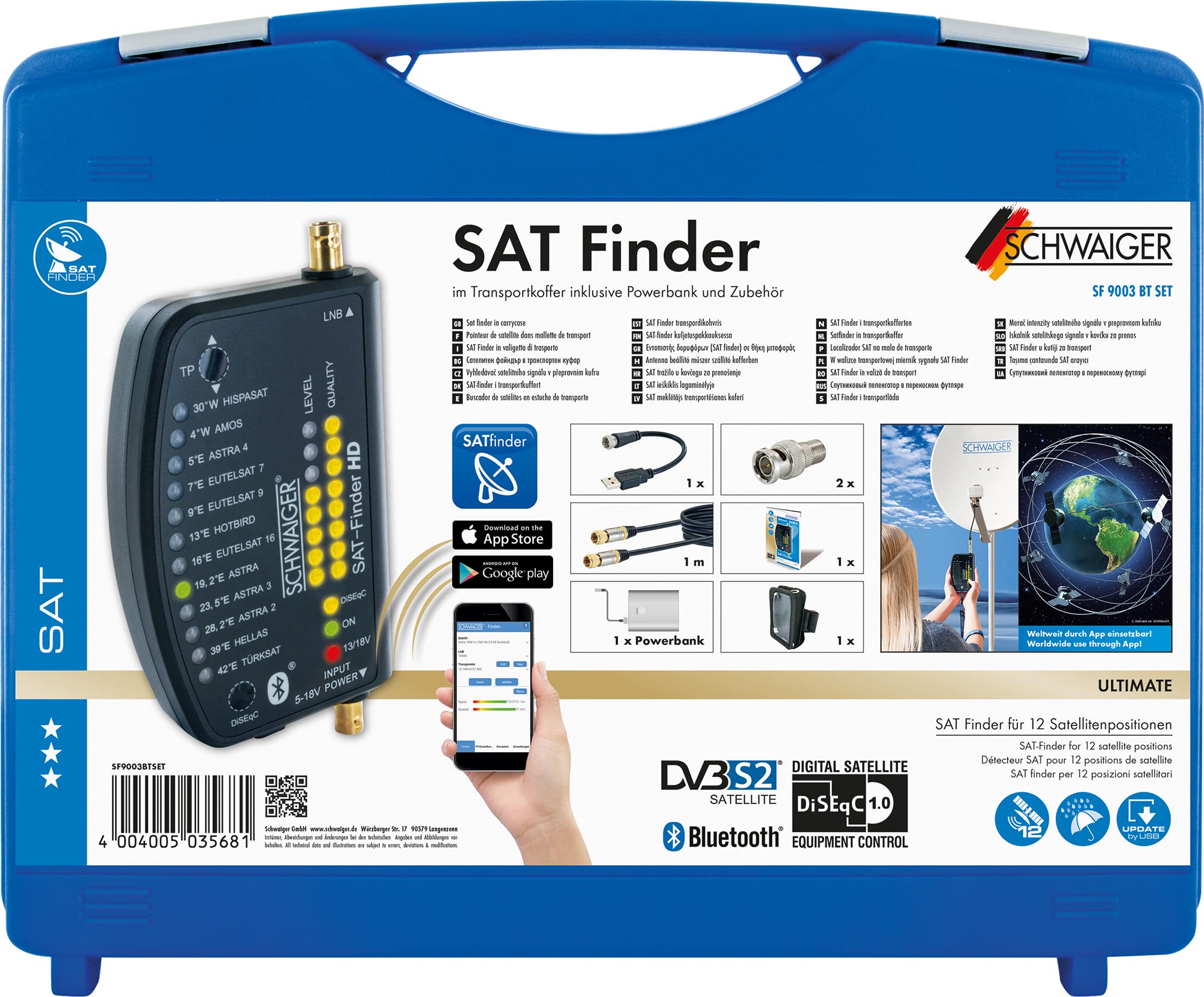 Schwaiger Sat-Finder HD Set im Transportkoffer
