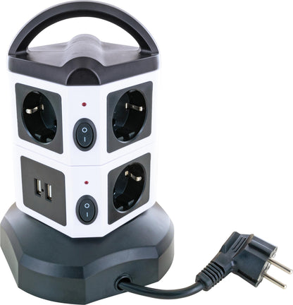 `Schwaiger Steckdosentower 7xSchuko+2x USB, 1,8m`