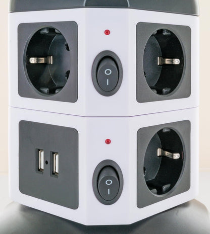 `Schwaiger Steckdosentower 7xSchuko+2x USB, 1,8m`