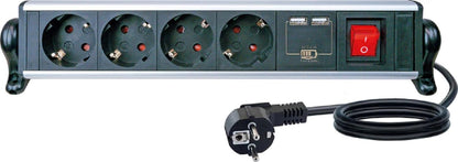 `Schwaiger Steckdosenleiste 4fach 2xUSB 1,8m IP44`