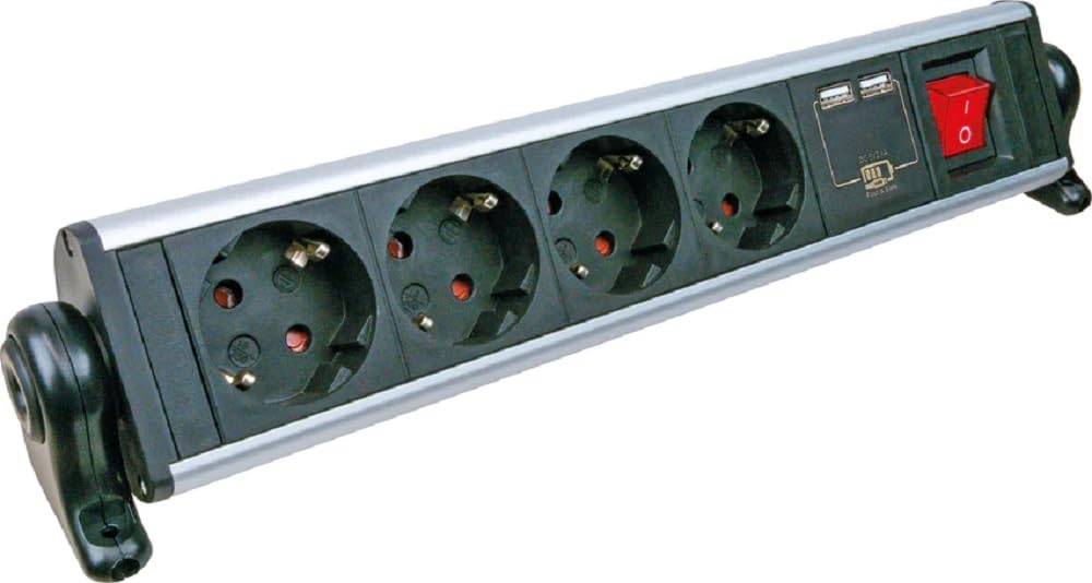 `Schwaiger Steckdosenleiste 4fach 2xUSB 1,8m IP44`