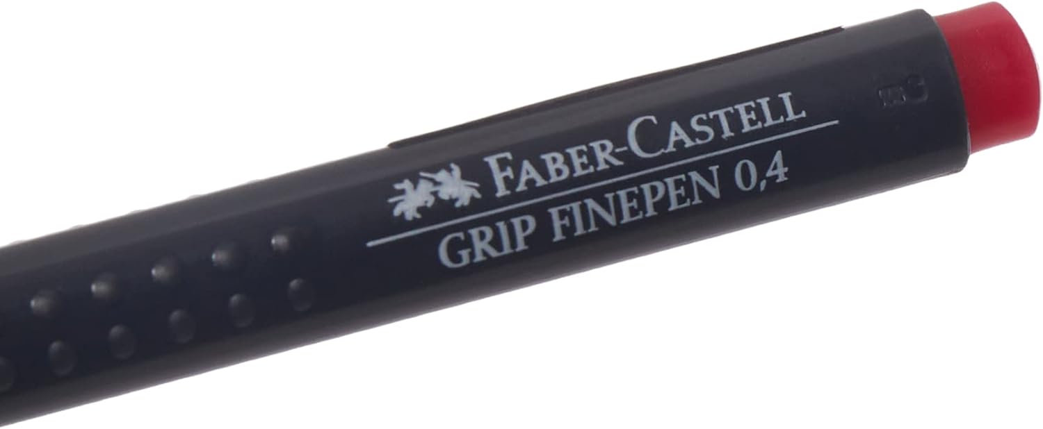 Faber-Castell Fibre-Tip Grip Pen 0.4mm Tip Alizarin Crimson 56% Recycled Plastic (Pack 10) - 151626