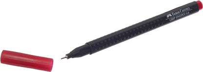 Faber-Castell Fibre-Tip Grip Pen 0.4mm Tip Alizarin Crimson 56% Recycled Plastic (Pack 10) - 151626
