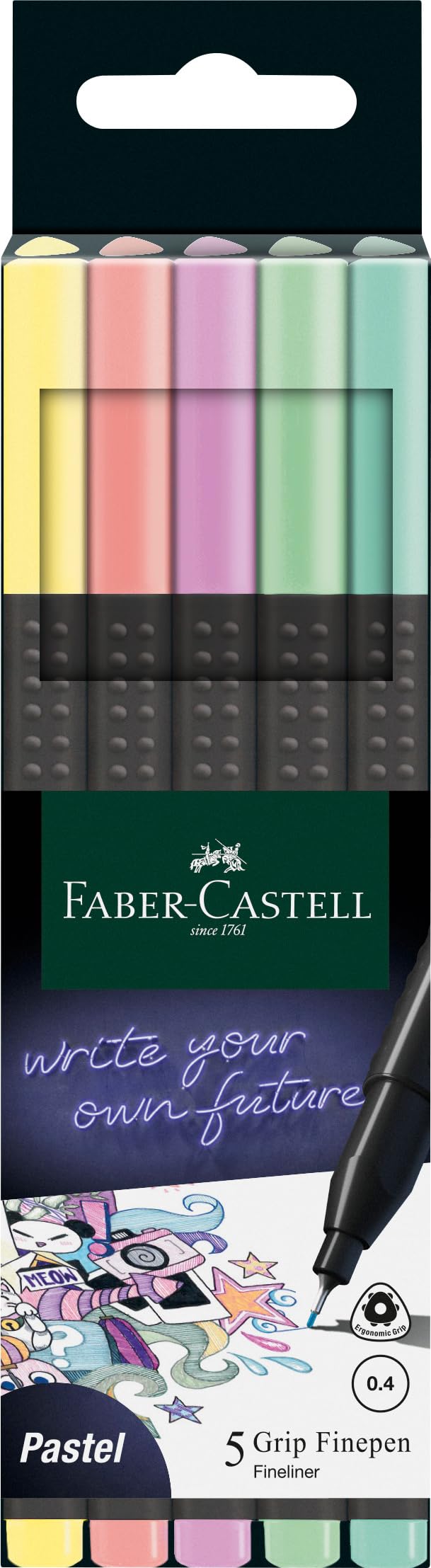 Faber Castell Grip Finepen Pastel Pen - set of five