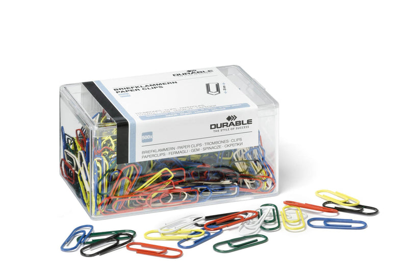 Durable 124100 Paper Clips 26 mm Pack of 500, Painted, 500 pieces lacquered