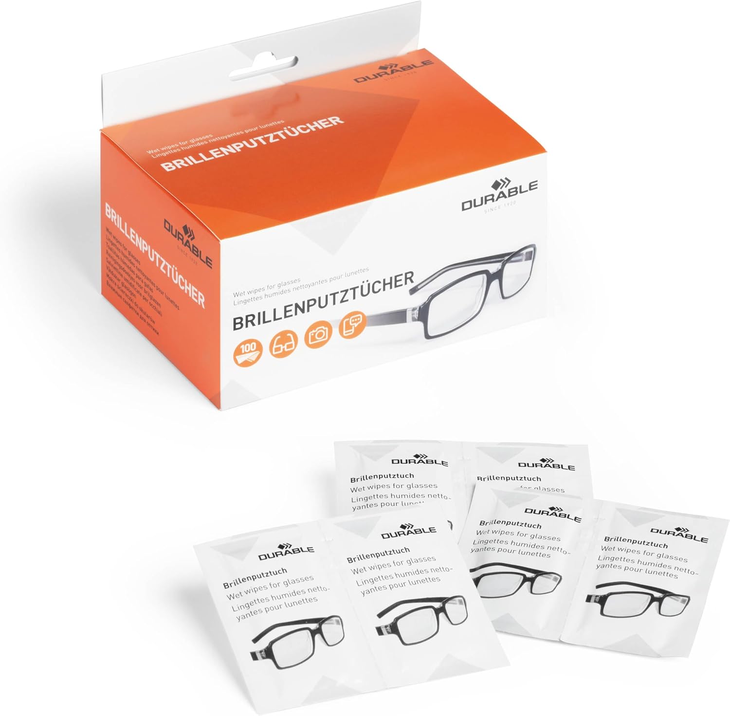Durable Individually Wrapped Anti-Static Glasses Lens Wipes, Cleaner for Spectacles, Camera Lenses, Glass and Phones Screens, 100 Pack