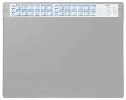 Durable Desk Mat with Annual Calendar Grey | 65 x 52 cm | Pack of 1 | Anti-Glare Transparent Overlay Included and Can be Removed