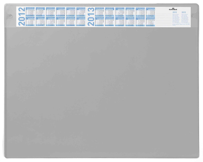 Durable Desk Mat with Annual Calendar Grey | 65 x 52 cm | Pack of 1 | Anti-Glare Transparent Overlay Included and Can be Removed