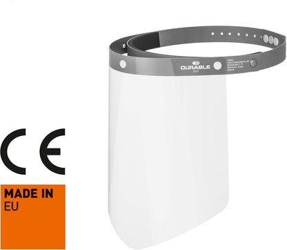 Durable Face Visor for Protection Against Splashes and Droplets | CE-Compliant | With Adjustable Headband | Visor Can be Flipped-Up and Can be Disinfected | 1 Piece