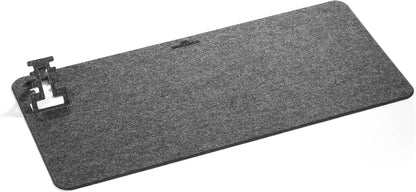 Durable Premium Soft Felt Desk Mat - Integrated Phone Holder - Made of Recycled PET Flet - Foldable & Always Perfectly Flat - 70 x 33cm - Grey