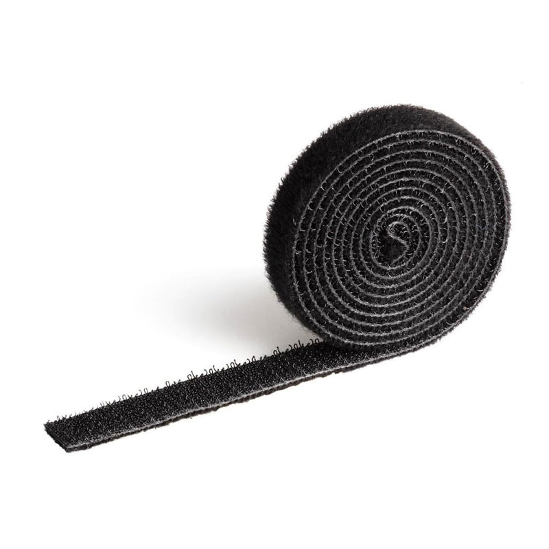 Durable CAVOLINE Cable Management Hook and Loop Cable Tie | Reusable Self-Gripping Tape for Quickly Bundling and Tidying Cables | Can be Easily Cut To RequiRed Size | 1 Metre Roll in Black