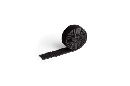 Durable CAVOLINE Cable Management Hook and Loop Cable Tie | Reusable Self-Gripping Tape for Quickly Bundling and Tidying Cables | Can be Easily Cut To RequiRed Size | 1 Metre Roll in Black
