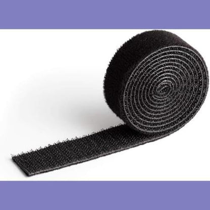 Durable CAVOLINE Cable Management Hook and Loop Cable Tie | Reusable Self-Gripping Tape for Quickly Bundling and Tidying Cables | Can be Easily Cut To RequiRed Size | 1 Metre Roll in Black