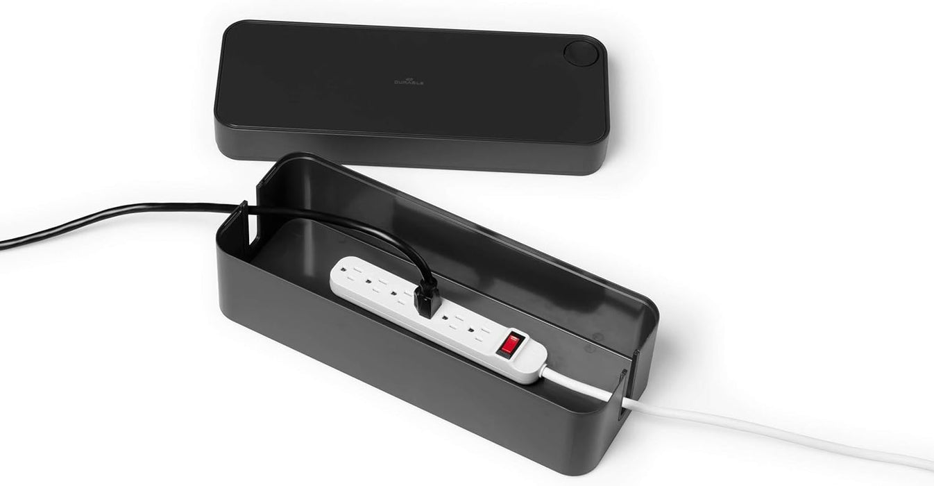 Durable CAVOLINE Cable Management Box L | Safely Store Power Blocks and Cables | Premium Flame Retardant Plastic | Large Box in Graphite