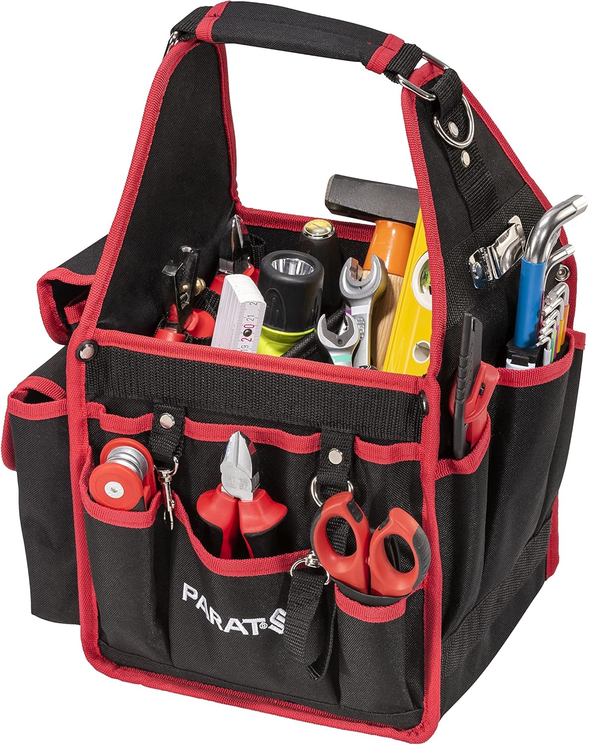 PARAT 5990841991 Basic Tool Softbag S (for 30 Tools, Bag Includes 21 Pockets, 2 Accessory Pockets, Zip Pocket, Nylon Shoulder Bag) Black