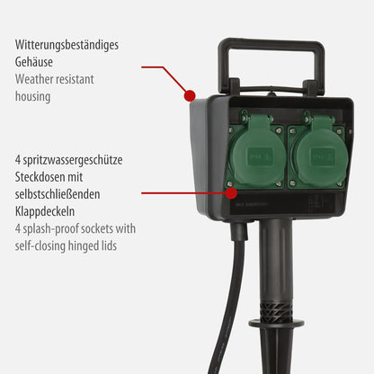 Brennenstuhl Gartensteckdose mit ErdspieB IP44 4x