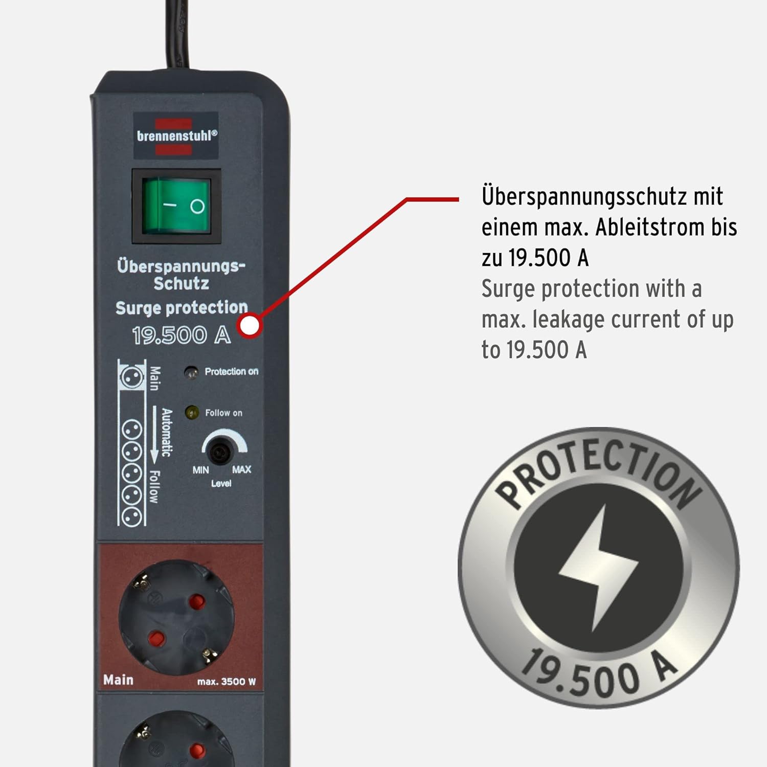 Brennenstuhl Uberspannungsschutz Secure-Tec 6x 3m
