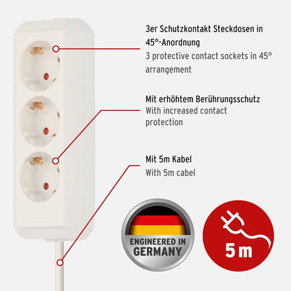 Brennenstuhl Steckdosenleiste ECO-Line 3x 5m wei