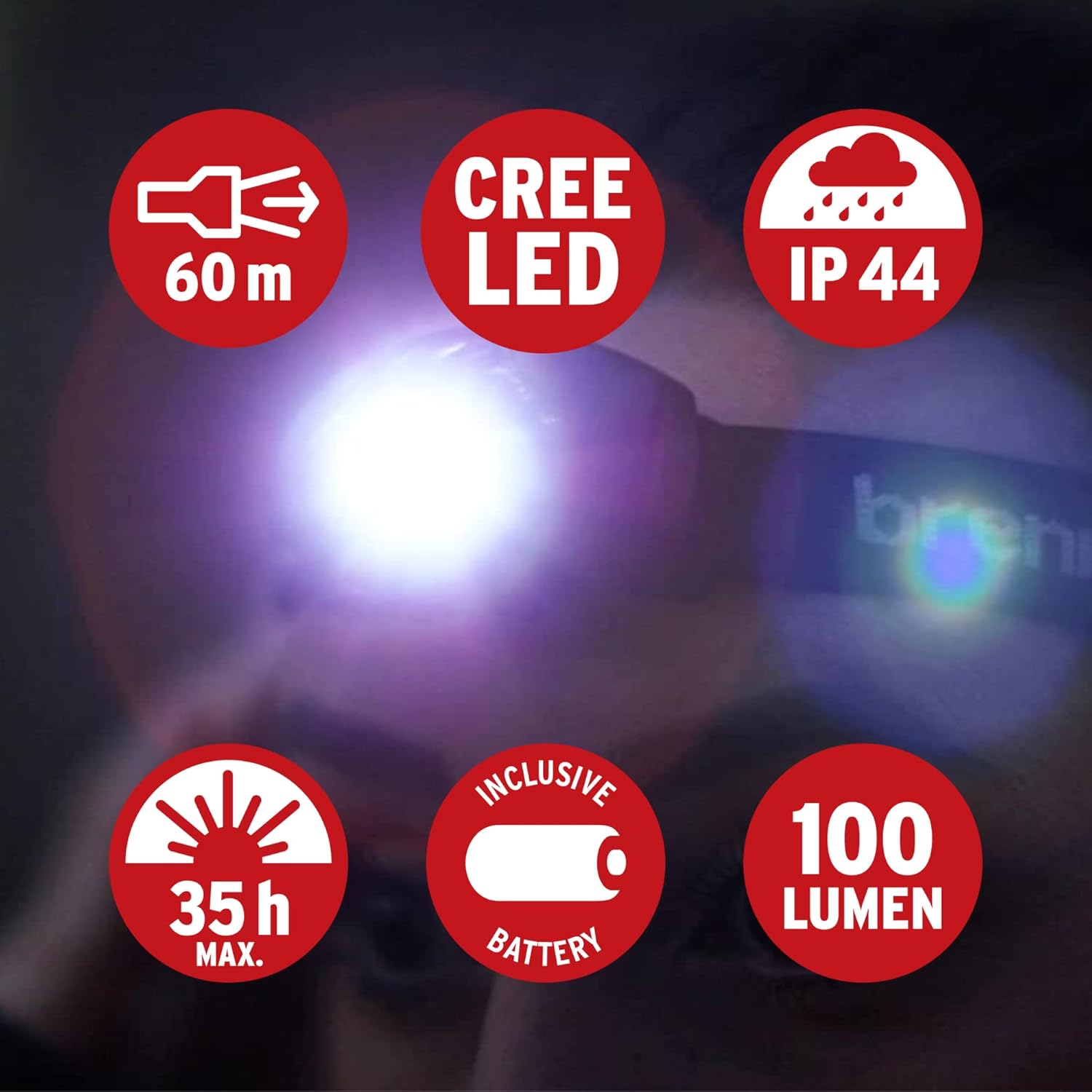 Brennenstuhl "LuxPremium" LED Headlight, Black,  Battery operated 100 lumens