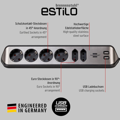 Brennenstuhl estilo Ecksteckdosenleiste 6fach schw