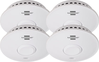 Brennenstuhl Funk-Rauchwarnmelder RM L 3101 4er Set/Vernetzbare Rauchmelder mit Batterie (vernetzbar mit bis zu 40 Rauchmeldern, inkl. Befestigungsmaterial, geprüft nach DIN EN 14604) 4x