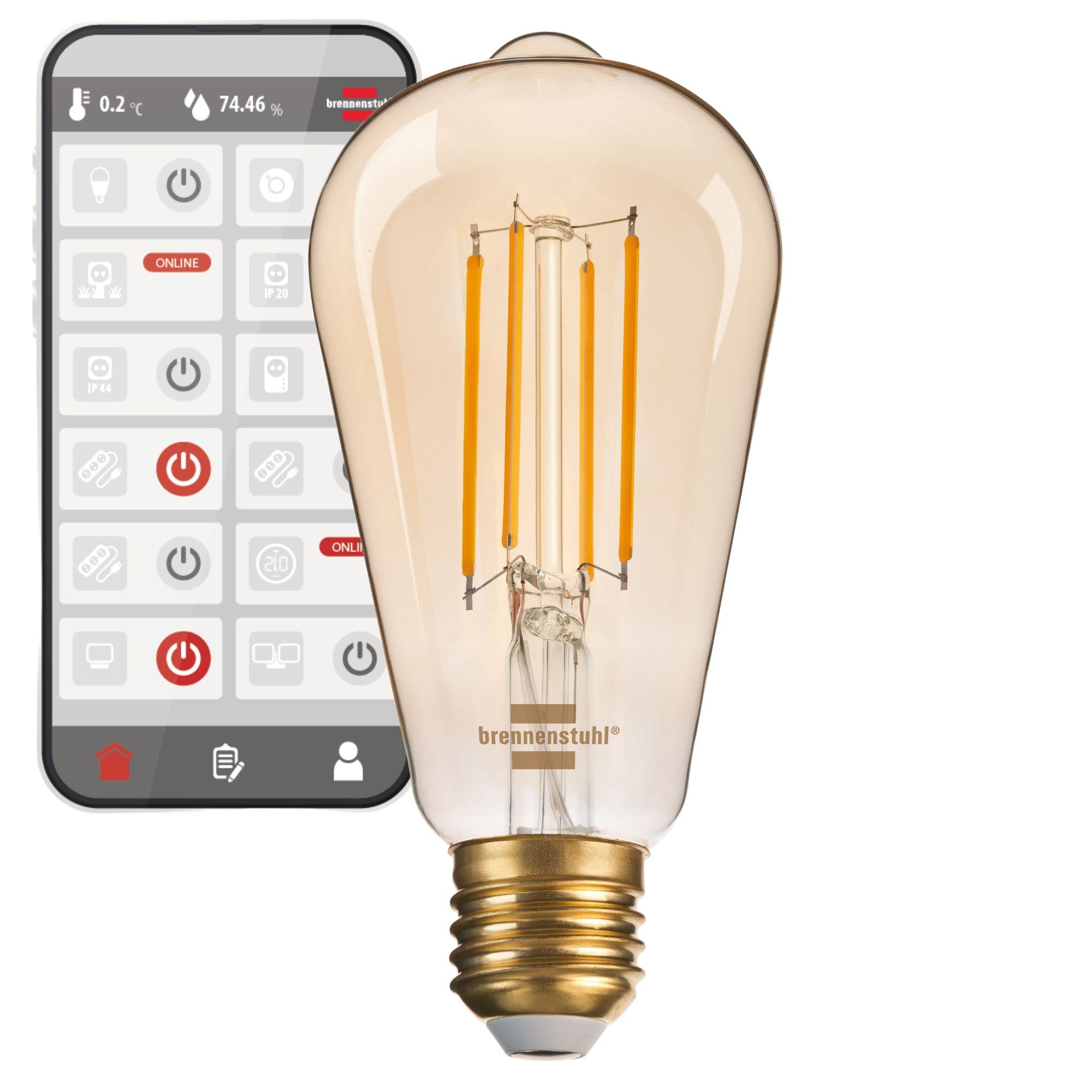 Brennenstuhl LED Gluhlampe Edison WiFi E27 470lm 2