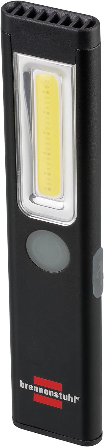 Brennenstuhl LED Rechargeable Torch PL 200 AC/LED Work Light with COB LED (200lm, Including USB C-Charging Cable, up to 12h Light Duration, Inspection Light with Magnet and Clip)