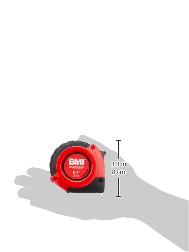 BMI 472841021 "TWO COMP" Pocket Measuring Tape, White/Black/Red, 8 m x 25 mm