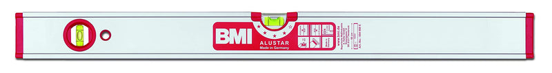 BMI Aluminium Profile Spirit Level ALUSTAR with Magnet (120 cm Long, Edgeless Horizontal Level with Magnifying Effect, High Measuring Accuracy 0.5 mm/m, with Rubber End Caps) 694120EM
