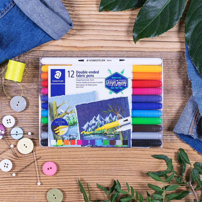 Staedtler Duo Tipped Fabric Marker 12 Pack, Assorted, 3190 TB12 10 count (Pack of 1) Pocket
