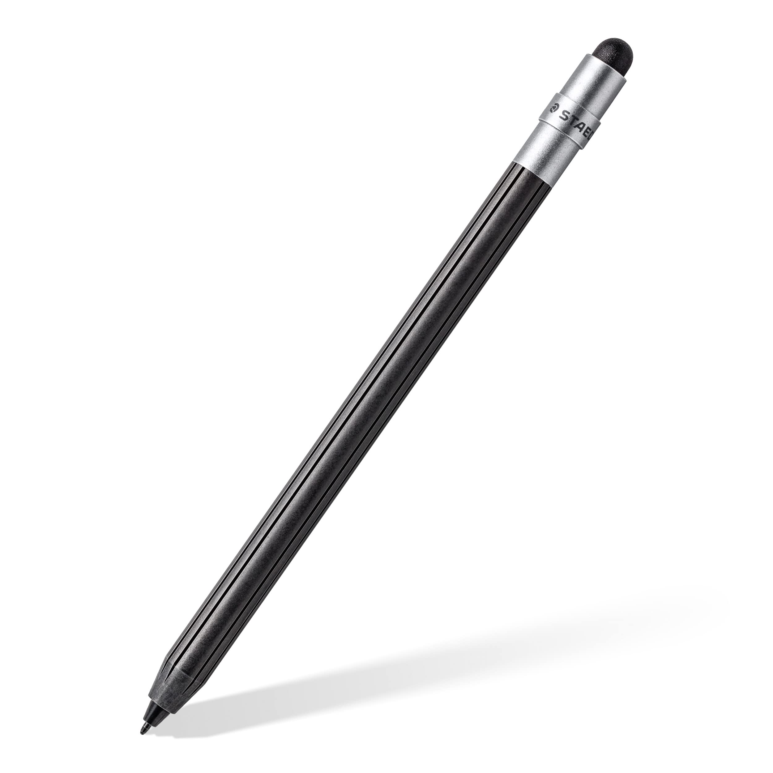 STAEDTLER Noris Digital Mini 180M 22, 2-in-1 Stylus Pen for Digital Writing and Drawing on EMR and Capacitive Touchscreens (Round Shape, Includes 5 EMR Replacement Tips and Tool) Standard