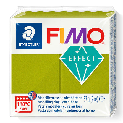 STAEDTLER 8010-51 FIMO Effect Oven-Hardening Polymer Modelling Clay - Metallic Green (1 x 57g Block) Metallic Green Metallic