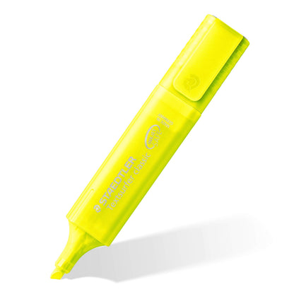 STAEDTLER Textsurfer Classic Highlighter Pens with Large Ink Reservoir for Extra Long Marking Performance Set of 4 Yellow Highlighters 364-1P WP4