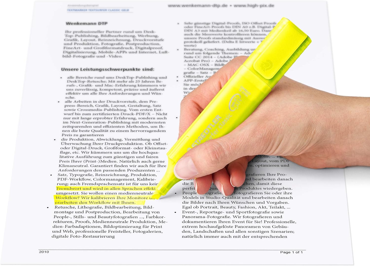 STAEDTLER Textsurfer Classic Highlighter Pens with Large Ink Reservoir for Extra Long Marking Performance Set of 4 Yellow Highlighters 364-1P WP4