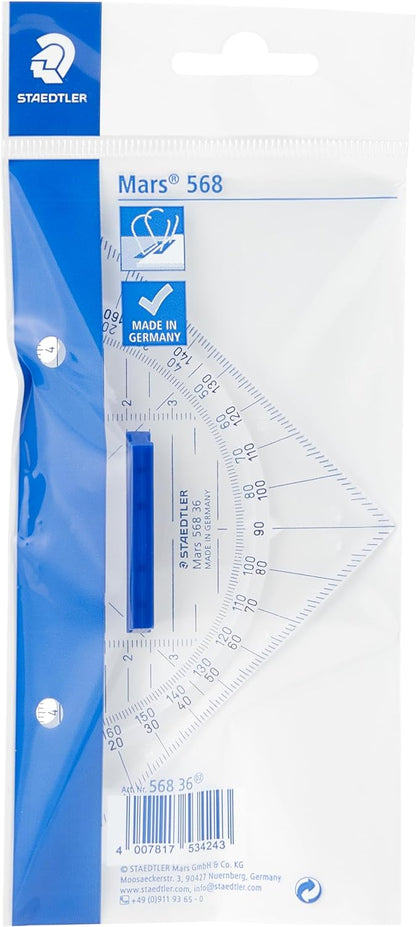 STAEDTLER 568 36 Geodreieck 16cm (mit abnehmbarem Griff) (Packung mit 2) 16 cm (Packung mit 2