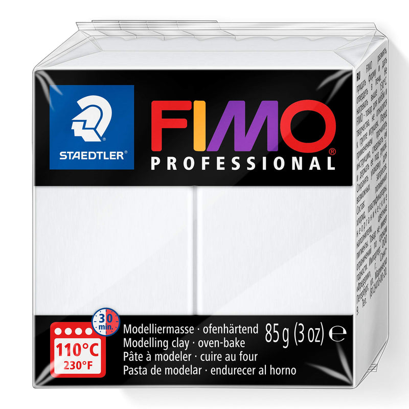STAEDTLER 8004-0 FIMO Professional Oven-Hardening Polymer Modelling Clay, 85g - White (Single Block) White 85g