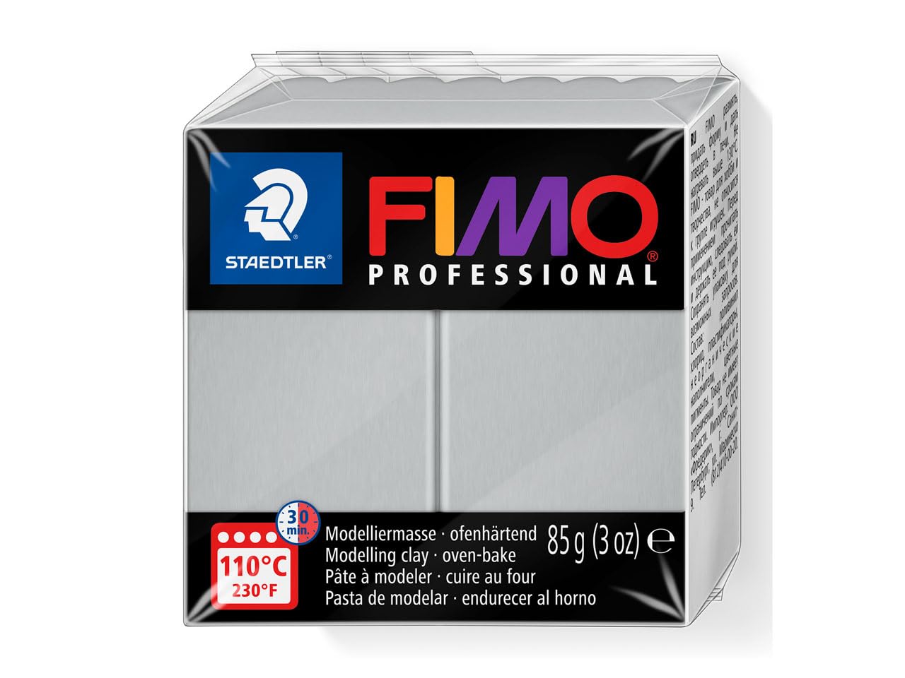 STAEDTLER 8004-80 FIMO Professional Oven-Hardening Polymer Modelling Clay, 85g - Dolphin Grey (Single Block) Dolphin Grey 85g