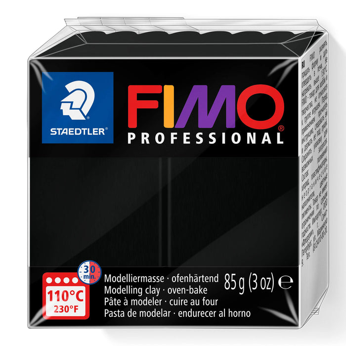 STAEDTLER 8004-9 FIMO Professional Oven-Hardening Polymer Modelling Clay, 85g - Black (Single Block) Black 85g