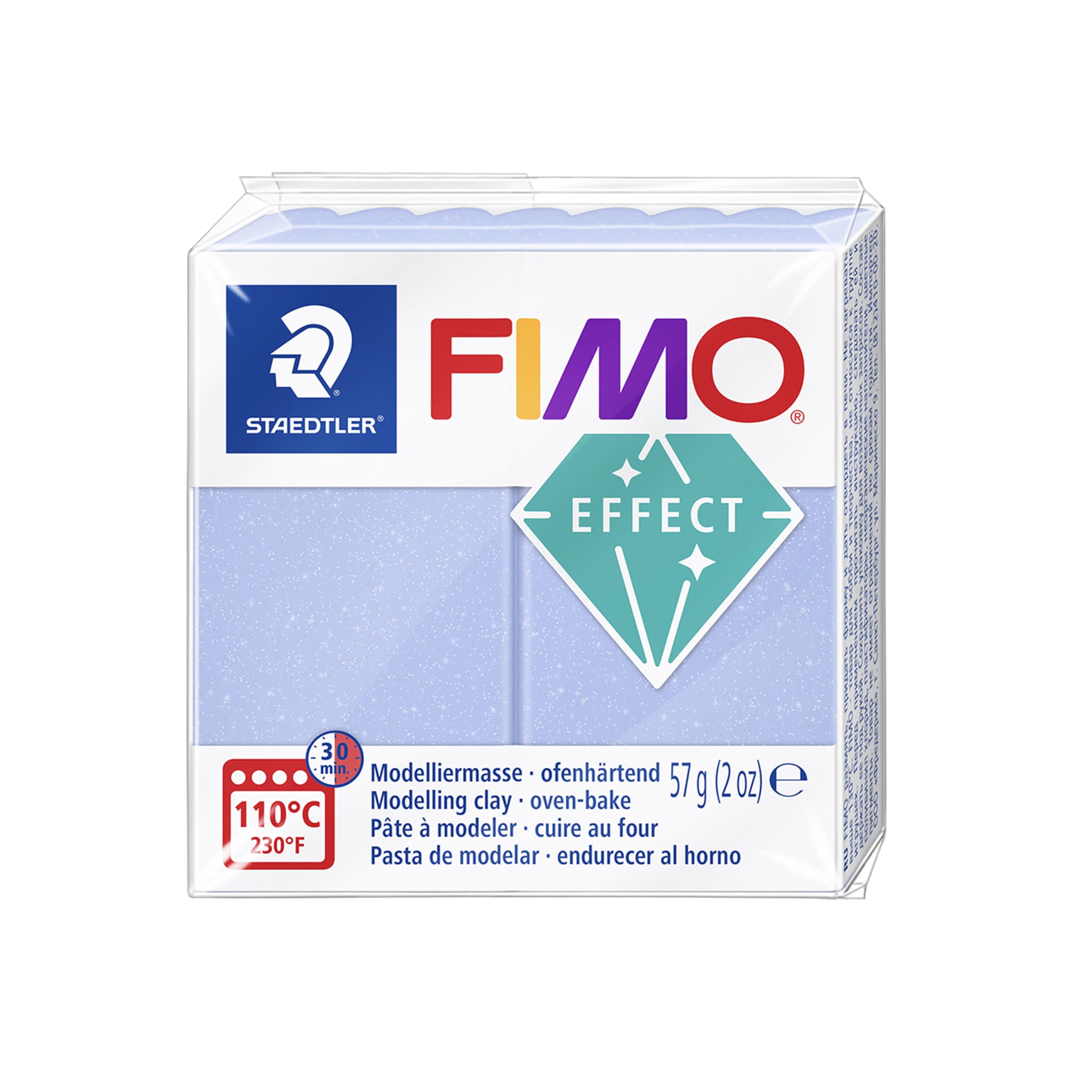 STAEDTLER 8020-386 ST 8020-386 - Fimo Effect Normalblock, 57 g, Blau-achat (386) Blau-achat (386) 1 Packung