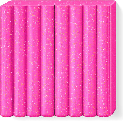 Staedtler Fimo 8030-262 Polymer-Ton, für Modellierung, Schmuck, Kunst und Handwerk, Glitzer, Fuchsia