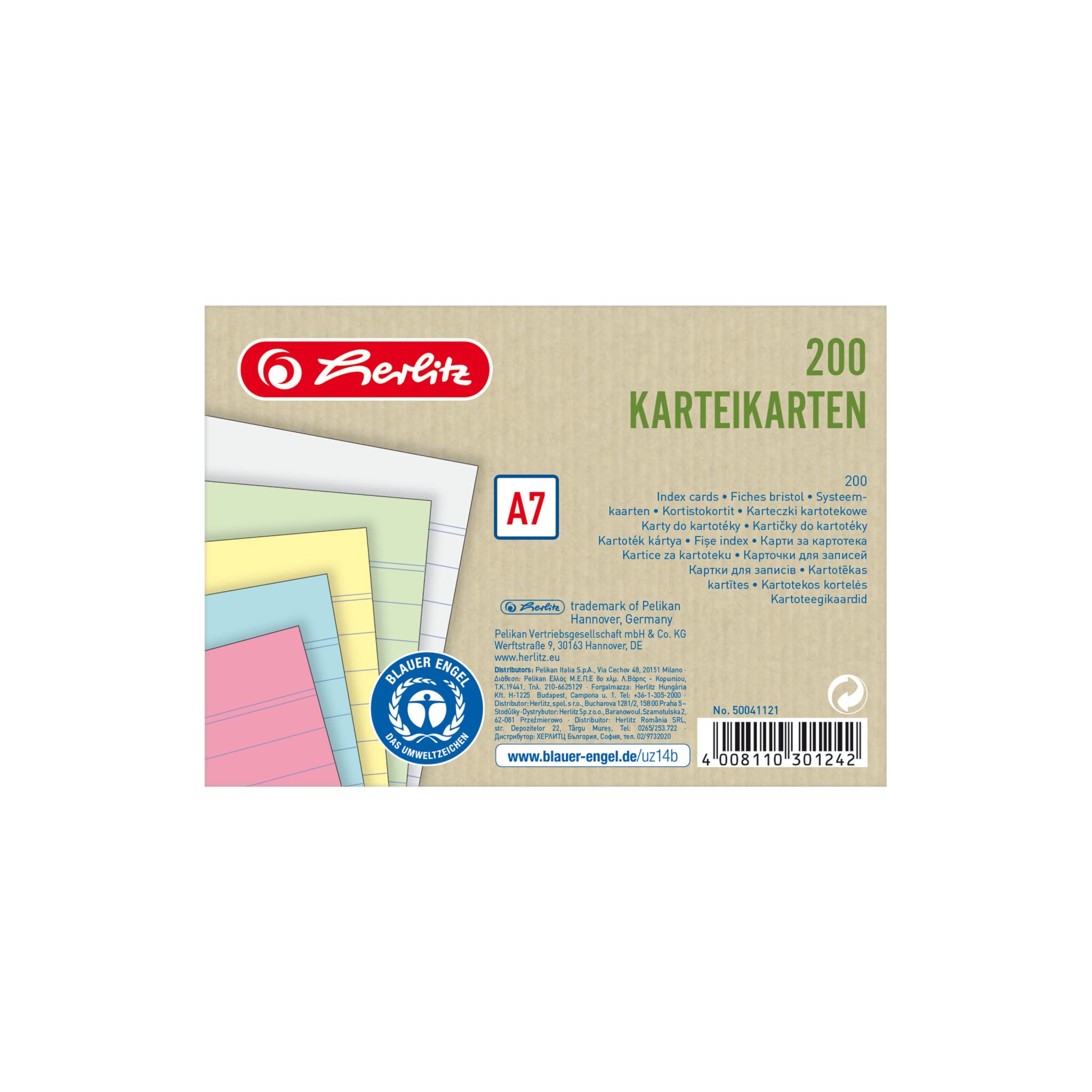 Herlitz A7 Multicolour Index Cards multicoloured A7