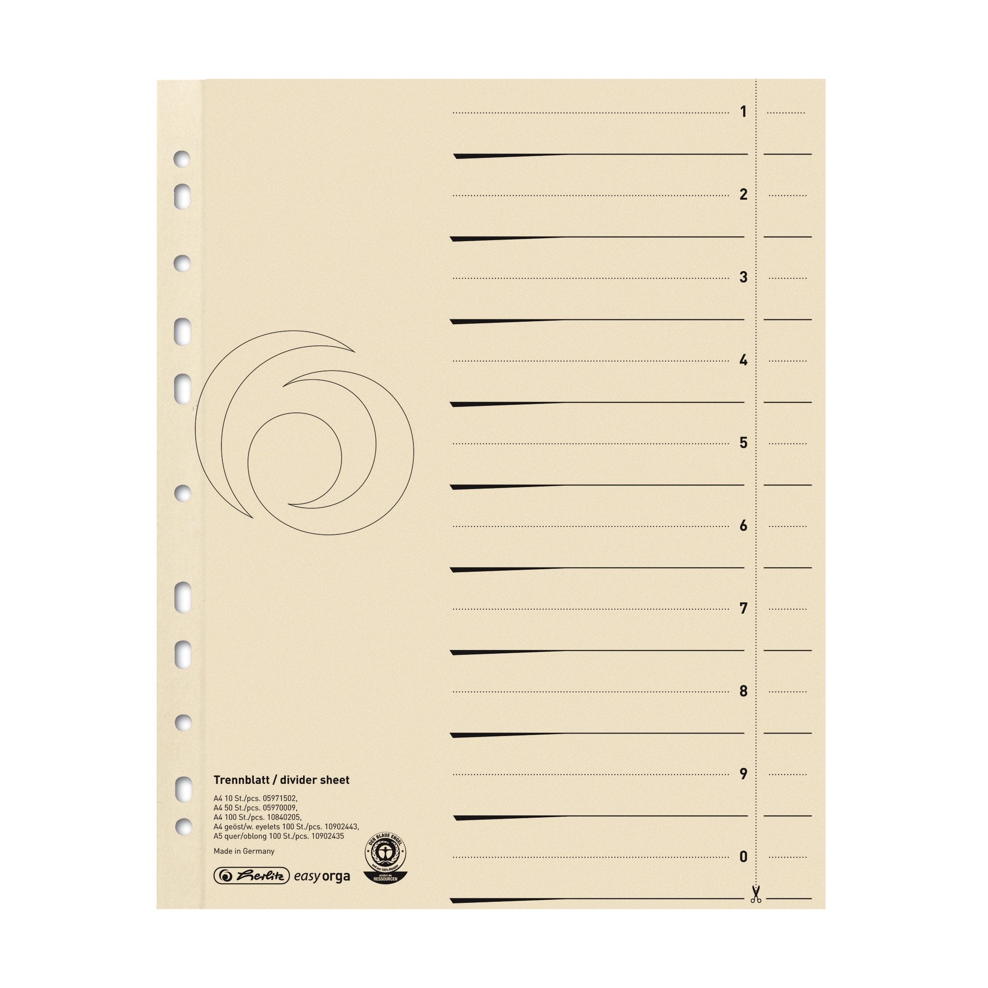 Herlitz A4 Subjects Divider - Buff (100 Pieces) 1 a4