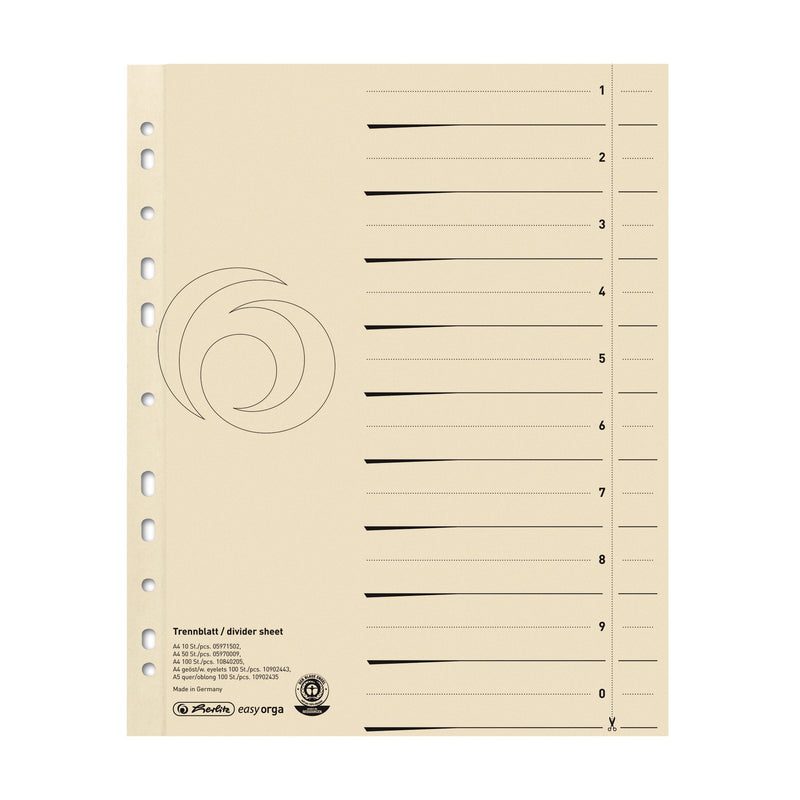 Herlitz A4 Subjects Divider - Buff (100 Pieces) 1 a4